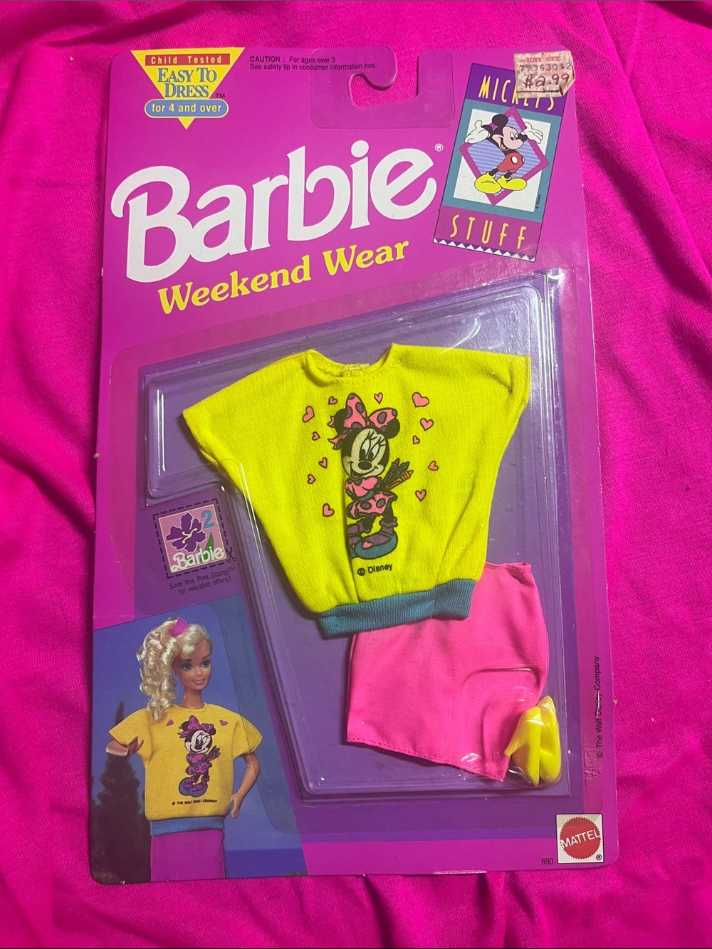 NRFB 1992 Mattel Barbie "Mickey's Stuff" Weekend Wear Outfit (#690) Minnie